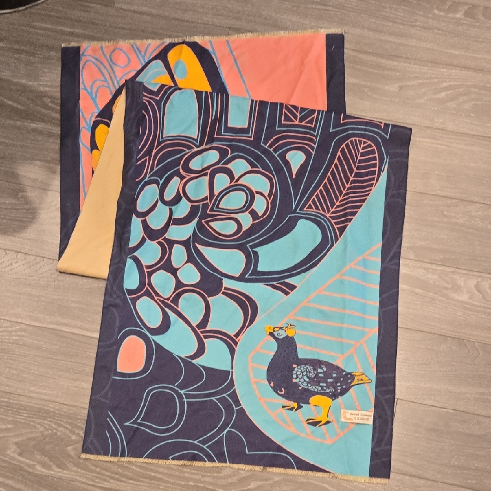 Colorful Bird Print Scarf